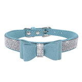Maxbell Maxbell Pet Collar Crystal Rhinestone Bowknot Adjustable Necklace XS Blue