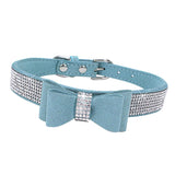 Maxbell Maxbell Pet Collar Crystal Rhinestone Bowknot Adjustable Necklace XS Blue