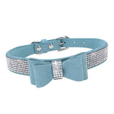 Maxbell Maxbell Pet Collar Crystal Rhinestone Bowknot Adjustable Necklace XS Blue