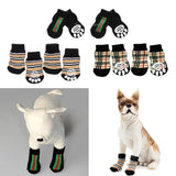 Maxbell Maxbell 4Pcs Pet Puppy Dog Socks Cotton Anti Slip Knitted Warm Socks S