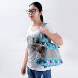 Maxbell Canvas Breathable Mesh Pet Carrier Dog Cat Travel Bag Tote Handbag Blue