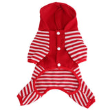 Maxbell Maxbell Small Pet Dog Striped Knitwear Puppy Dog Jumpsuit Coat Cosy Clothes Red M