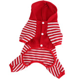 Maxbell Maxbell Small Pet Dog Striped Knitwear Puppy Dog Jumpsuit Coat Cosy Clothes Red M