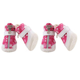Maxbell Maxbell Dog Boots Waterproof Anti-Slip Pet Puppy Coitton Shoes Booties Rose Red #5
