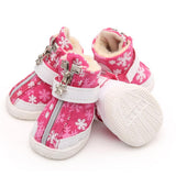 Maxbell Maxbell Dog Boots Waterproof Anti-Slip Pet Puppy Coitton Shoes Booties Rose Red #5