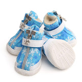 Maxbell Maxbell Dog Boots Waterproof Anti-Slip Pet Puppy Coitton Shoes Booties Blue#3