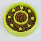 Maxbell Maxbell Healthy Pet Dog Cat Puppy Interactive Slow Food Feeder Bowl Dish  Green