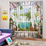 Maxbell 1 Pair Thermal Insulated Blackout Window Curtain Panel Garden Waterfall - Aladdin Shoppers