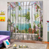 Maxbell 1 Pair Thermal Insulated Blackout Window Curtain Panel Garden Waterfall - Aladdin Shoppers