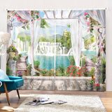 Maxbell 1 Pair Thermal Insulated Blackout Window Curtain Panel Garden Waterfall - Aladdin Shoppers