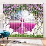 Maxbell 1 Pair Thermal Insulated Blackout Window Curtain Panel Flower Sea - Aladdin Shoppers