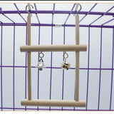 Bird Parrot Parakeet Budgie Toy Wood Swing with Bell Cage Hanging Perch