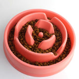 Maxbell Maxbell Pet Dog Plastic Bowl Interactive Slow Food Anti Gulp Feed Healthy Dish Pink