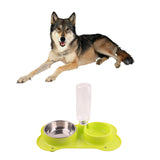 Maxbell Maxbell Anti-slip 2 in 1 Pet Dog Feeder Food Water Dispenser Auto Feeding Bowl Green