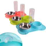 Maxbell Maxbell Anti-slip 2 in 1 Pet Dog Feeder Food Water Dispenser Auto Feeding Bowl Green