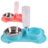 Maxbell Maxbell Anti-slip 2 in 1 Pet Dog Feeder Food Water Dispenser Auto Feeding Bowl Green