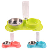 Maxbell Maxbell Anti-slip 2 in 1 Pet Dog Feeder Food Water Dispenser Auto Feeding Bowl Green