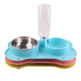 Maxbell Maxbell Anti-slip 2 in 1 Pet Dog Feeder Food Water Dispenser Auto Feeding Bowl Green