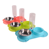 Maxbell Maxbell Anti-slip 2 in 1 Pet Dog Feeder Food Water Dispenser Auto Feeding Bowl Green