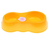 Maxbell Maxbell Pets Dog Cat Food Water Dish Feeder Feeding Double Twin Plastic Bowl Yellow
