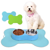 Maxbell Maxbell Pet Feeding Mat Silicone Dog Cat Dish Bowl Waterproof Bone Shape Pad Yellow
