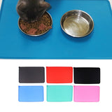 Maxbell Maxbell Pet Dog Feeding Mat Rectangle Silicone Dish Bowl Food Water Placemat  Black