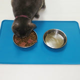 Maxbell Maxbell Pet Dog Feeding Mat Rectangle Silicone Dish Bowl Food Water Placemat  Blue