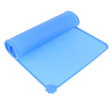 Maxbell Maxbell Pet Dog Feeding Mat Rectangle Silicone Dish Bowl Food Water Placemat  Blue