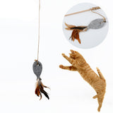 Maxbell Maxbell Cat Feather Toy, Interactive Cat Fishing Toy, Cat Stick Fish Shape Red