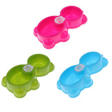 Maxbell Maxbell Dual-use Pet Dog Cat Food Water Fountain Dish Feeder Plastic Twin Bowl Rose Red