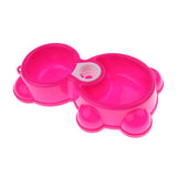Maxbell Dual-use Pet Dog Cat Food Water Fountain Dish Feeder Plastic Twin Bowl Rose Red