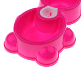 Maxbell Maxbell Dual-use Pet Dog Cat Food Water Fountain Dish Feeder Plastic Twin Bowl Rose Red