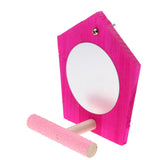 Maxbell Bird Supplies Toy Mirror Pet Parrot Perch Stand Bar Swing Random Color