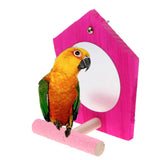 Maxbell Bird Supplies Toy Mirror Pet Parrot Perch Stand Bar Swing Random Color