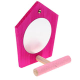 Maxbell Bird Supplies Toy Mirror Pet Parrot Perch Stand Bar Swing Random Color