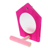Maxbell Bird Supplies Toy Mirror Pet Parrot Perch Stand Bar Swing Random Color