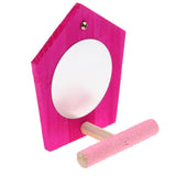 Maxbell Bird Supplies Toy Mirror Pet Parrot Perch Stand Bar Swing Random Color