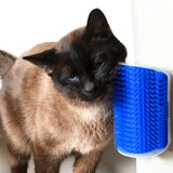 Maxbell Maxbell Pet Cat Wall Corner Grooming Massage Self Groomer Brush Cat Hair Clean Grey