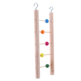 Maxbell Solid Wooden Parrot Climb Ladder Bird Cage Climbing Swing Toy as described 5 Ladders-colorful beads - Aladdin Shoppers