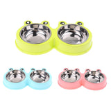 Maxbell Maxbell Frog Shape Dog Feeder Double Food Bowls Water Dish  Green