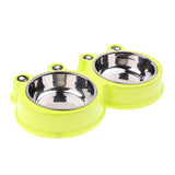 Maxbell Maxbell Frog Shape Dog Feeder Double Food Bowls Water Dish  Green