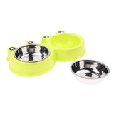 Maxbell Maxbell Frog Shape Dog Feeder Double Food Bowls Water Dish  Green