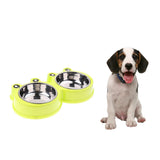 Maxbell Maxbell Frog Shape Dog Feeder Double Food Bowls Water Dish  Green