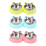 Maxbell Maxbell Frog Shape Dog Feeder Double Food Bowls Water Dish  Green