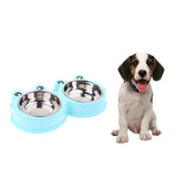 Maxbell Maxbell Frog Shape Dog Feeder Double Food Bowls Water Dish  Blue