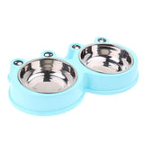 Maxbell Maxbell Frog Shape Dog Feeder Double Food Bowls Water Dish  Blue