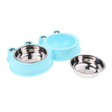 Maxbell Maxbell Frog Shape Dog Feeder Double Food Bowls Water Dish  Blue