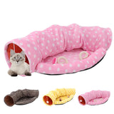 Maxbell Maxbell Foldable Cat Tunnel Bed-Kitten Indoor Playing Funny Toy Hanging Fluffy Ball Pink