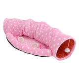 Maxbell Maxbell Foldable Cat Tunnel Bed-Kitten Indoor Playing Funny Toy Hanging Fluffy Ball Pink