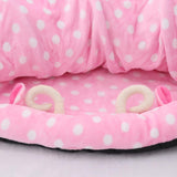 Maxbell Maxbell Foldable Cat Tunnel Bed-Kitten Indoor Playing Funny Toy Hanging Fluffy Ball Pink